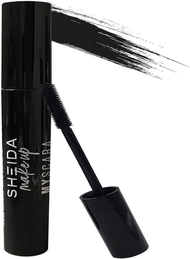 SHEIDA Mascara, Black Lengthening and Volumizing Formula with Precision Brush, Professional Makeup for Long-Lasting Wear - Image 2